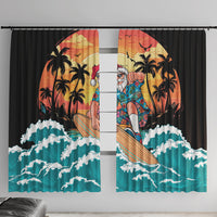 Vintage Santa Claus Surfing Summer Window Curtain Mele Kalikimaka i Iulai!