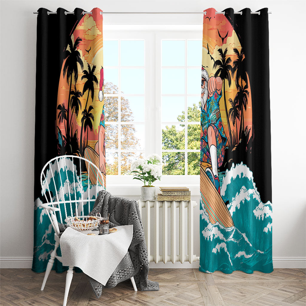 Vintage Santa Claus Surfing Summer Window Curtain Mele Kalikimaka i Iulai!