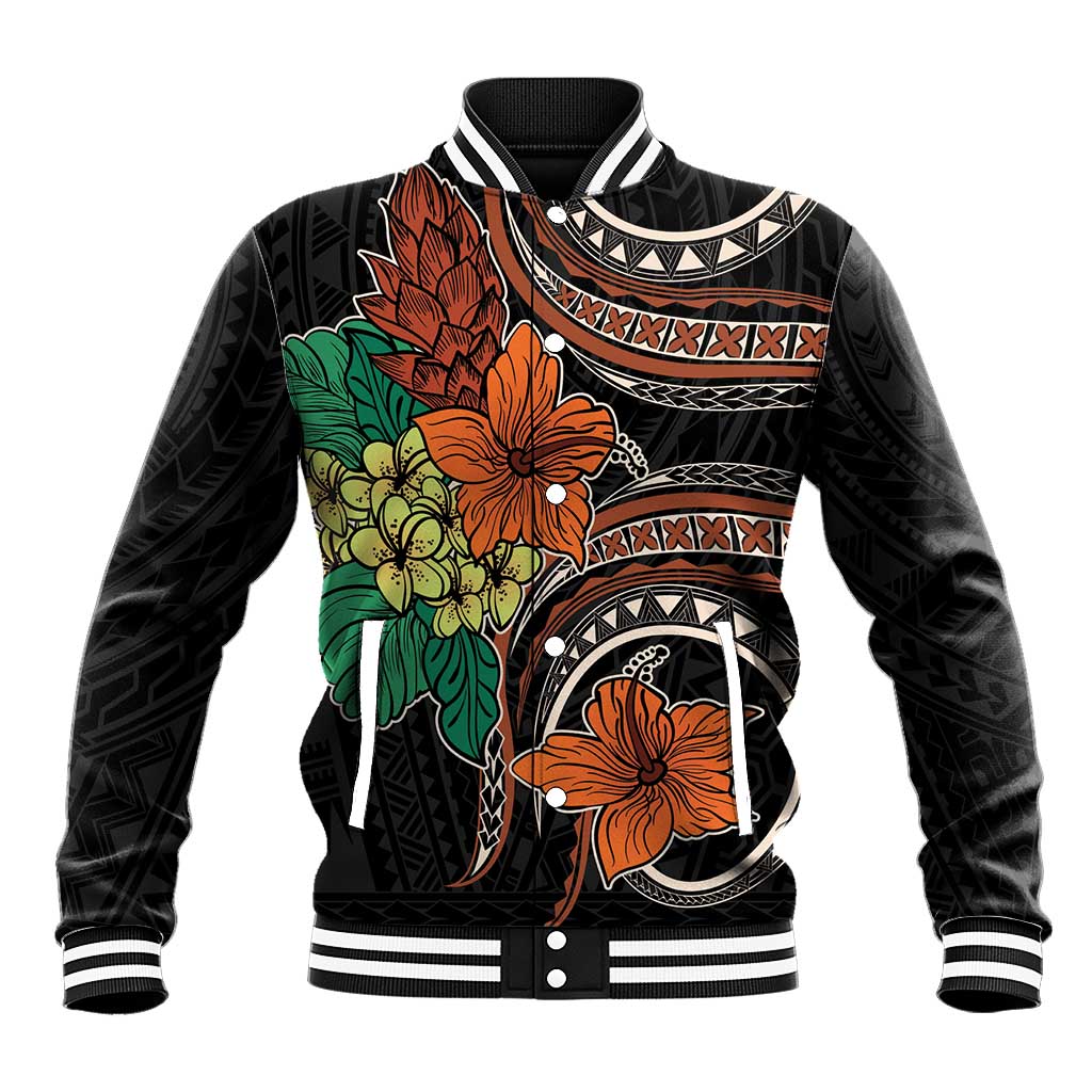Vintage Hibiscus Pacific Floral Baseball Jacket