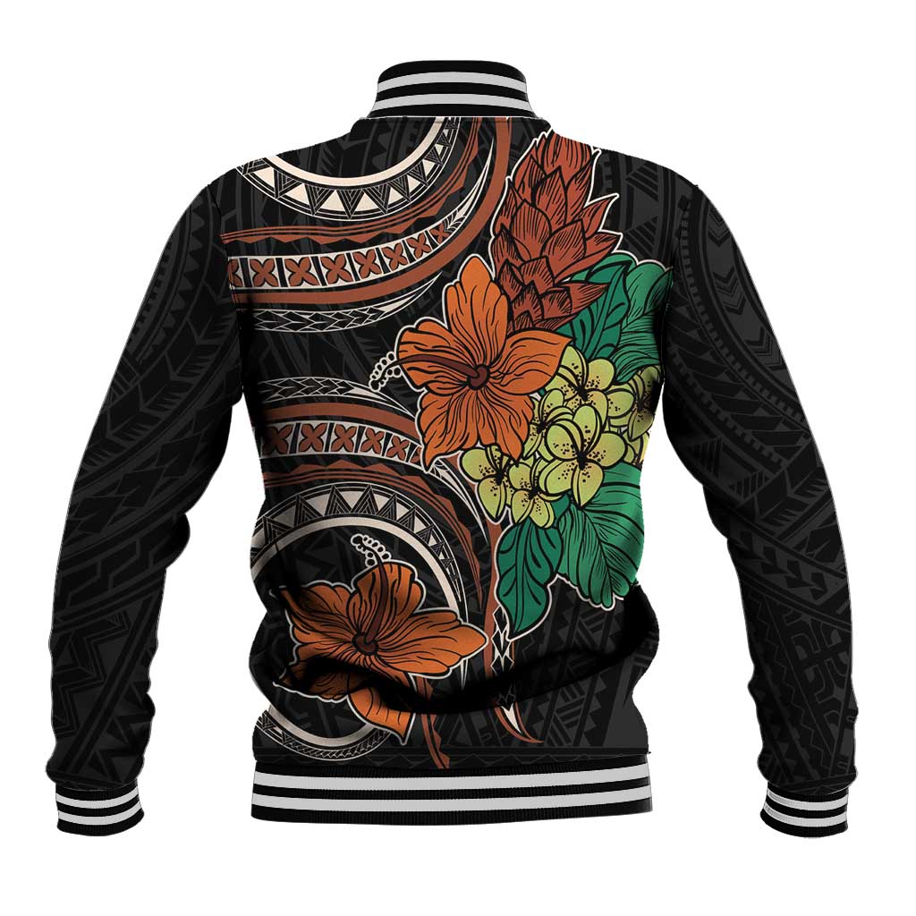 Vintage Hibiscus Pacific Floral Baseball Jacket