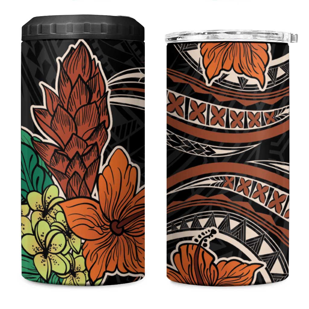 Vintage Hibiscus Pacific Floral 4 in 1 Can Cooler Tumbler