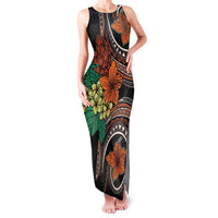 Vintage Hibiscus Pacific Floral Family Matching Tank Maxi Dress and Hawaiian Shirt