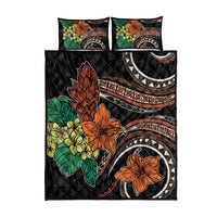 Vintage Hibiscus Pacific Floral Quilt Bed Set