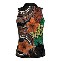 Vintage Hibiscus Pacific Floral Women Sleeveless Polo Shirt LT9 - Polynesian Pride