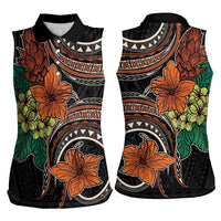 Vintage Hibiscus Pacific Floral Women Sleeveless Polo Shirt LT9 - Polynesian Pride