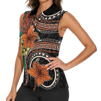 Vintage Hibiscus Pacific Floral Women Sleeveless Polo Shirt LT9 - Polynesian Pride