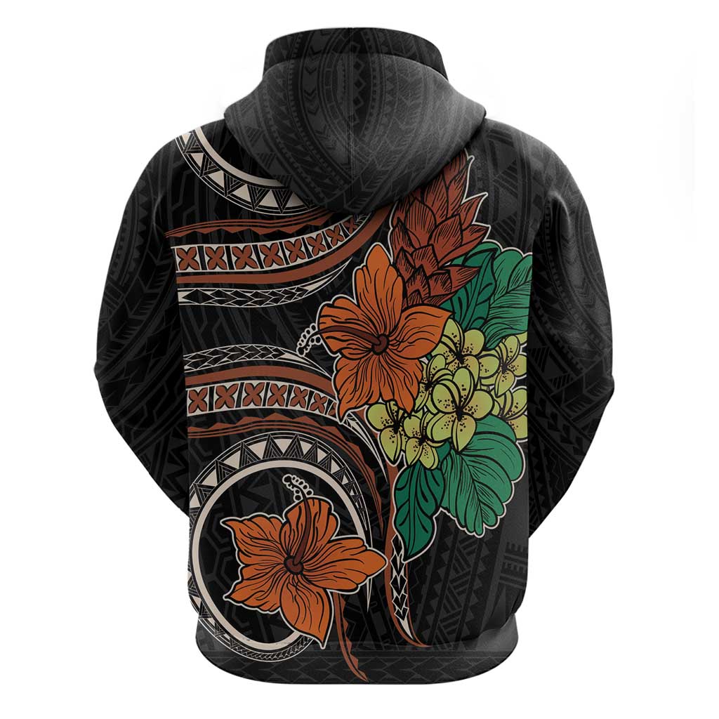 Vintage Hibiscus Pacific Floral Zip Hoodie LT9 - Polynesian Pride