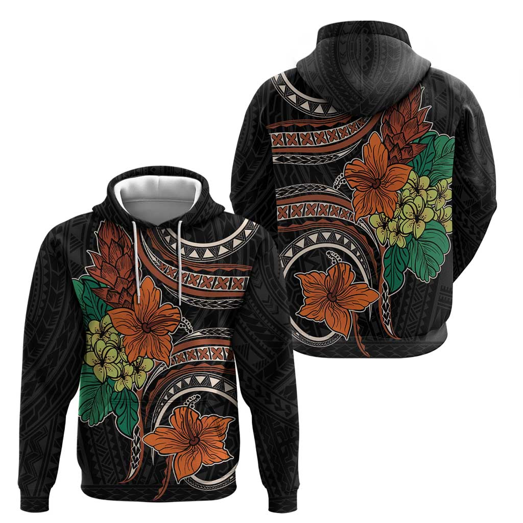 Vintage Hibiscus Pacific Floral Zip Hoodie LT9 - Polynesian Pride