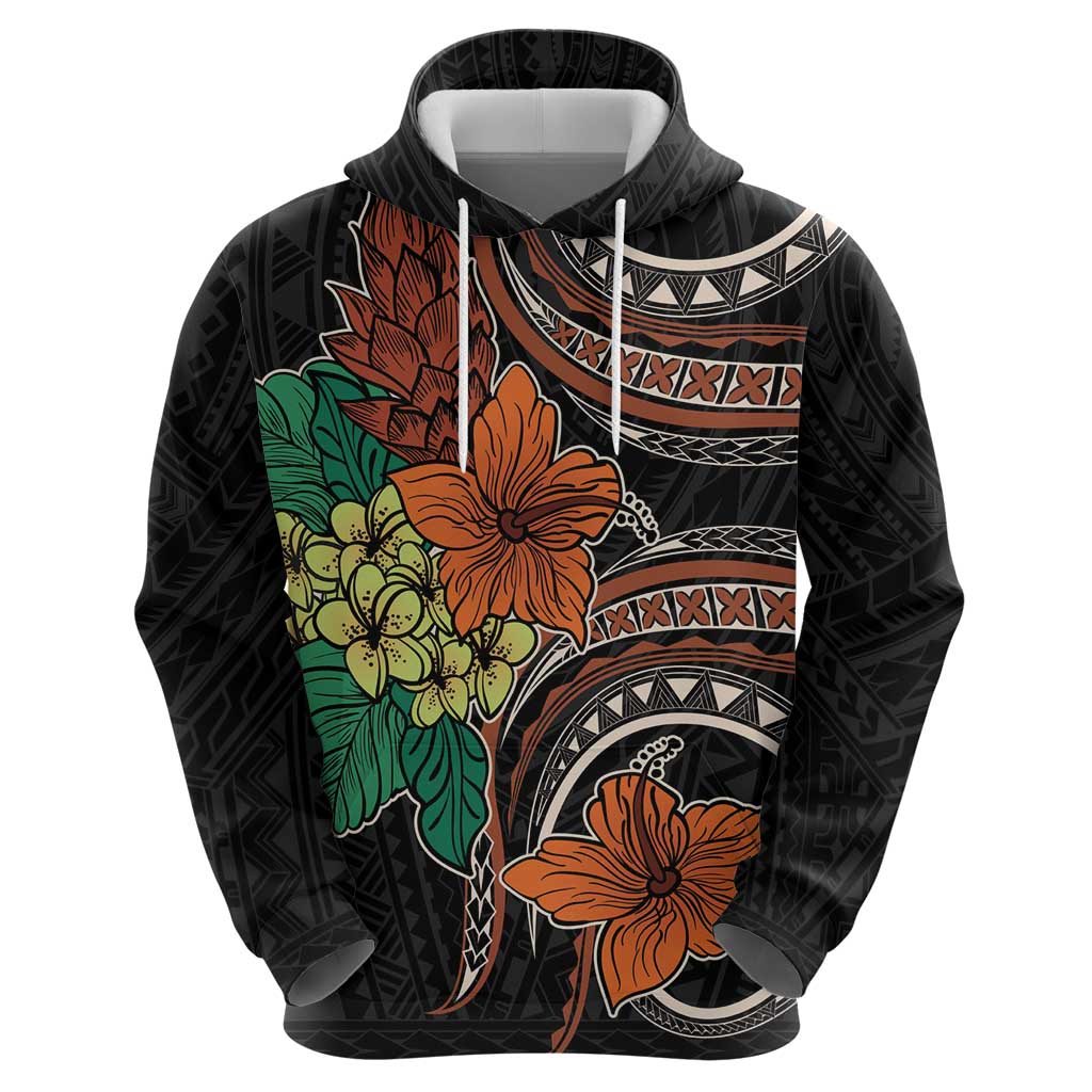 Vintage Hibiscus Pacific Floral Zip Hoodie LT9 - Polynesian Pride