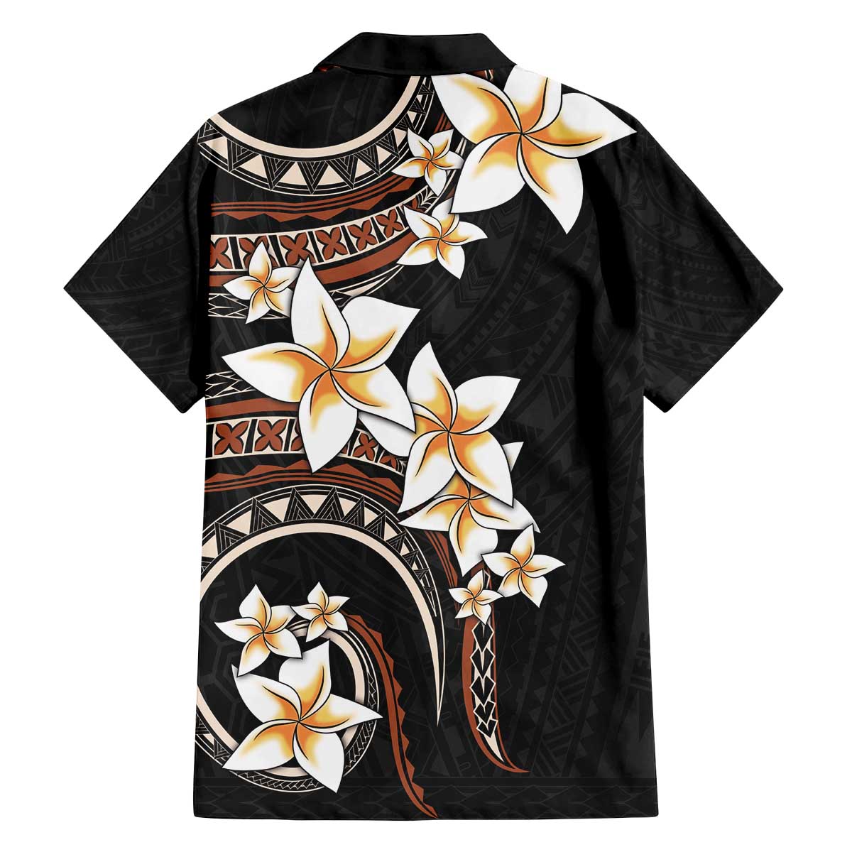 Vintage Plumeria Pacific Floral Family Matching Off Shoulder Short Dress and Hawaiian Shirt