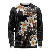 Vintage Plumeria Pacific Floral Long Sleeve Shirt LT9 Unisex Black - Polynesian Pride