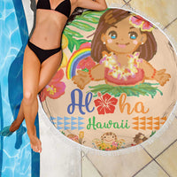 Kawaii Hula Girls Beach Blanket Aloha Hibiscus Flowers