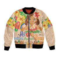 Kawaii Hula Girls Bomber Jacket Aloha Hibiscus Flowers