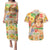 Kawaii Hula Girls Couples Matching Puletasi and Hawaiian Shirt Aloha Hibiscus Flowers