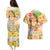 Kawaii Hula Girls Couples Matching Puletasi and Hawaiian Shirt Aloha Hibiscus Flowers