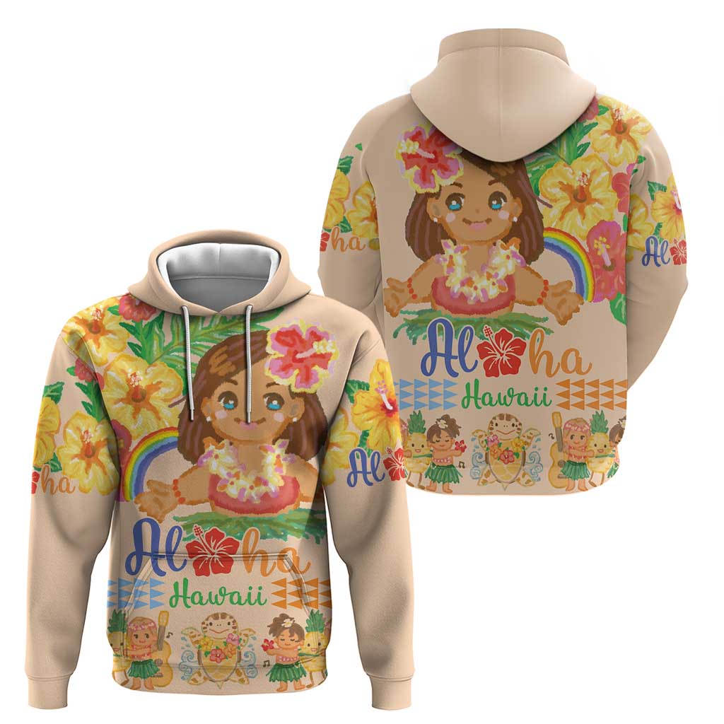 Kawaii Hula Girls Hoodie Aloha Hibiscus Flowers