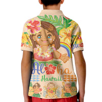 Kawaii Hula Girls Kid Polo Shirt Aloha Hibiscus Flowers
