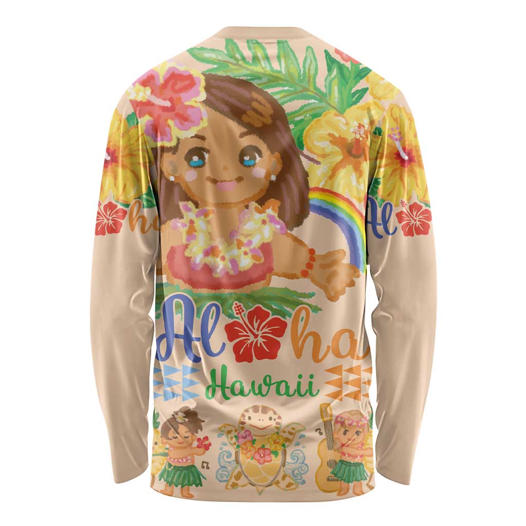Kawaii Hula Girls Long Sleeve Shirt Aloha Hibiscus Flowers LT9 - Polynesian Pride