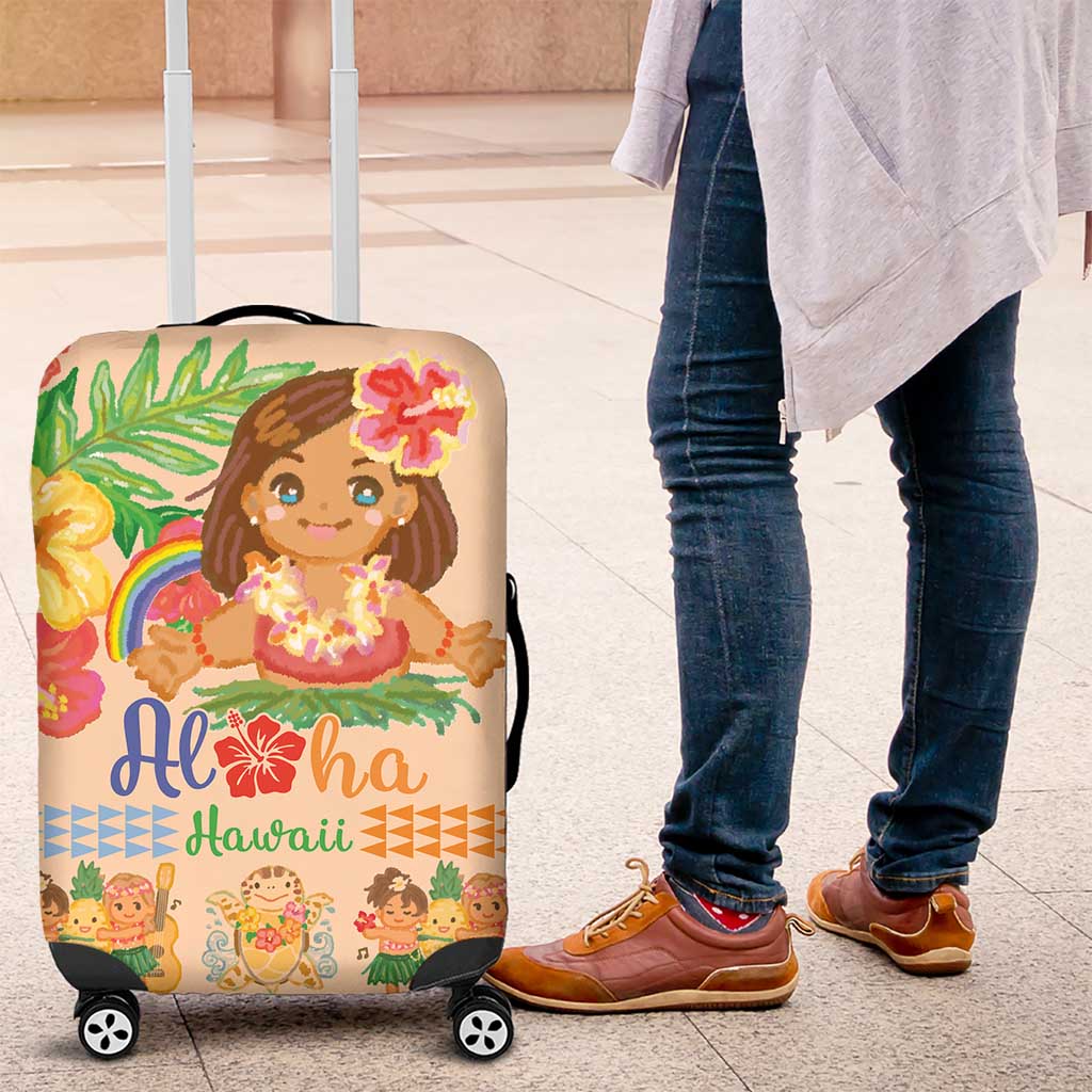 Kawaii Hula Girls Luggage Cover Aloha Hibiscus Flowers LT9 Nude - Polynesian Pride