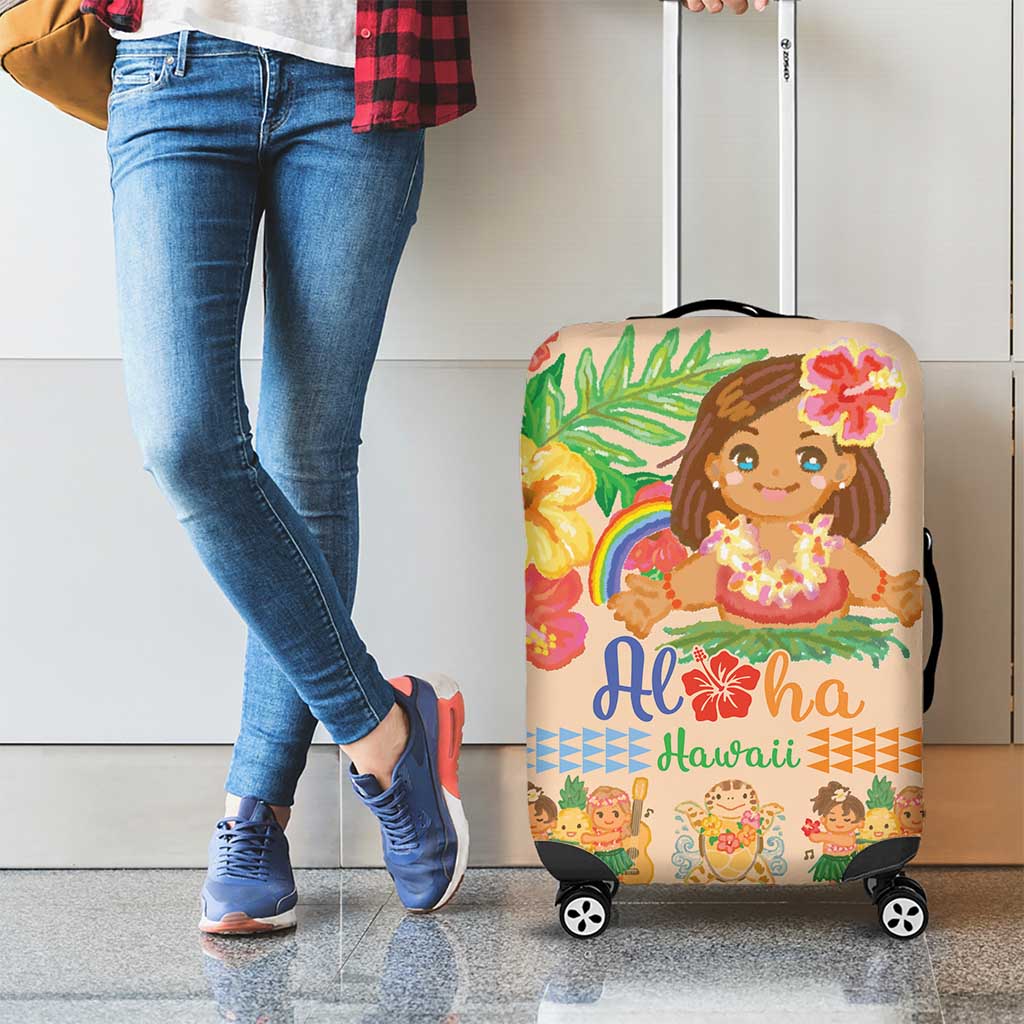 Kawaii Hula Girls Luggage Cover Aloha Hibiscus Flowers LT9 - Polynesian Pride