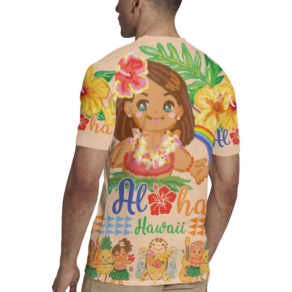 Kawaii Hula Girls Rugby Jersey Aloha Hibiscus Flowers