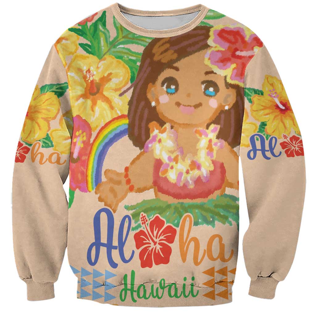 Kawaii Hula Girls Sweatshirt Aloha Hibiscus Flowers