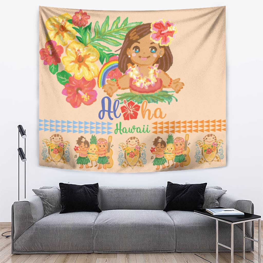 Kawaii Hula Girls Tapestry Aloha Hibiscus Flowers LT9 Nude - Polynesian Pride