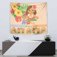 Kawaii Hula Girls Tapestry Aloha Hibiscus Flowers
