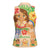 Kawaii Hula Girls Women Sleeveless Polo Shirt Aloha Hibiscus Flowers