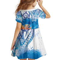 Hibiscus Turtle Tattoo Coral Reef Family Matching Long Sleeve Bodycon Dress and Hawaiian Shirt with Polynesian Tribal