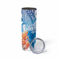 Hibiscus Turtle Tattoo Coral Reef Skinny Tumbler with Polynesian Tribal