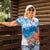 Hibiscus Turtle Tattoo Coral Reef Women Polo Shirt with Polynesian Tribal