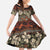 Pacific Hibiscus Tapa Tribal Vintage Kid Short Sleeve Dress Brown Motif