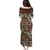 Pacific Hibiscus Tapa Tribal Vintage Puletasi Brown Motif