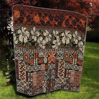 Pacific Hibiscus Tapa Tribal Vintage Quilt Brown Motif