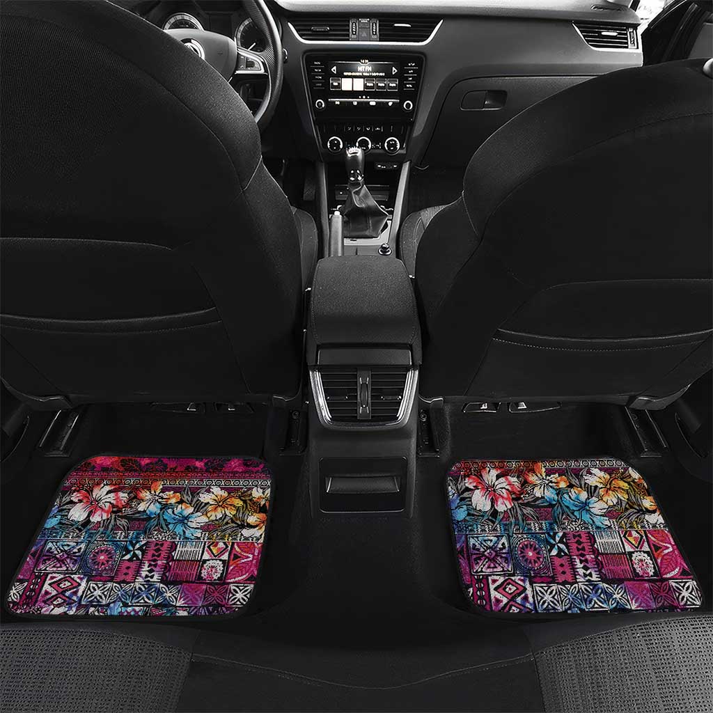 Pacific Hibiscus Tapa Tribal Vintage Car Mats Pink Motif