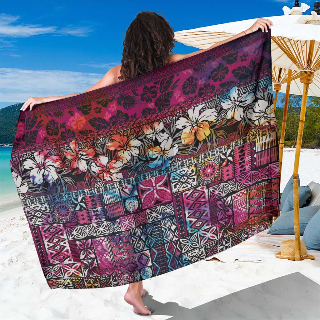 Pacific Hibiscus Tapa Tribal Vintage Sarong Pink Motif LT9 One Size 44 x 66 inches Pink - Polynesian Pride