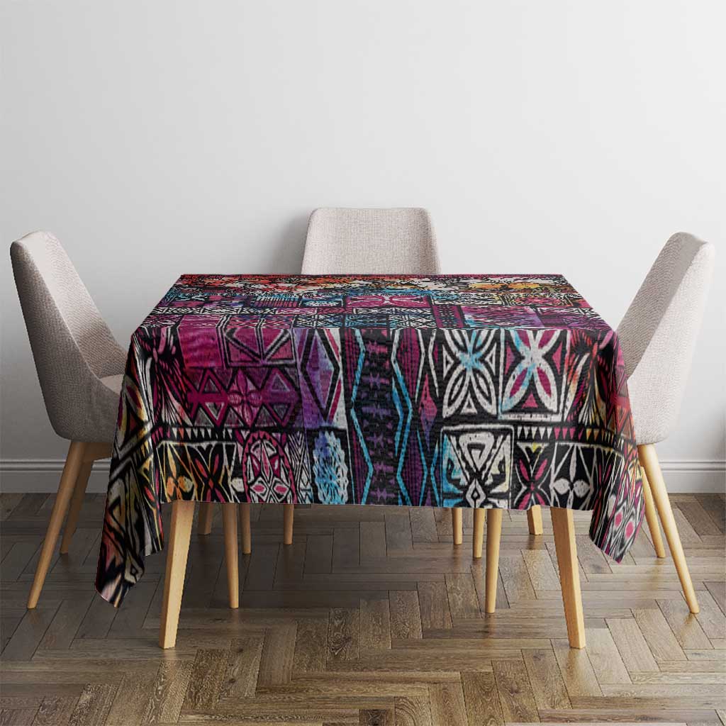 Pacific Hibiscus Tapa Tribal Vintage Tablecloth Pink Motif