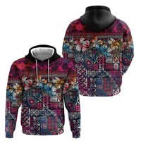 Pacific Hibiscus Tapa Tribal Vintage Zip Hoodie Pink Motif LT9 - Polynesian Pride