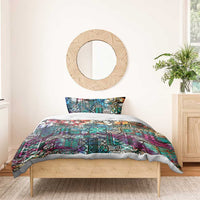 Pacific Hibiscus Tapa Tribal Vintage Bedding Set Turquoise Motif