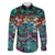 Pacific Hibiscus Tapa Tribal Vintage Family Matching Off Shoulder Short Dress and Hawaiian Shirt Turquoise Motif