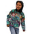 Pacific Hibiscus Tapa Tribal Vintage Kid Hoodie Turquoise Motif