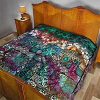 Pacific Hibiscus Tapa Tribal Vintage Quilt Turquoise Motif