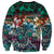 Pacific Hibiscus Tapa Tribal Vintage Sweatshirt Turquoise Motif