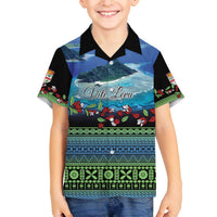 Personalised Fiji Viti Levu Family Matching Off Shoulder Short Dress and Hawaiian Shirt Tagimoucia and Tapa Tribal Pattern