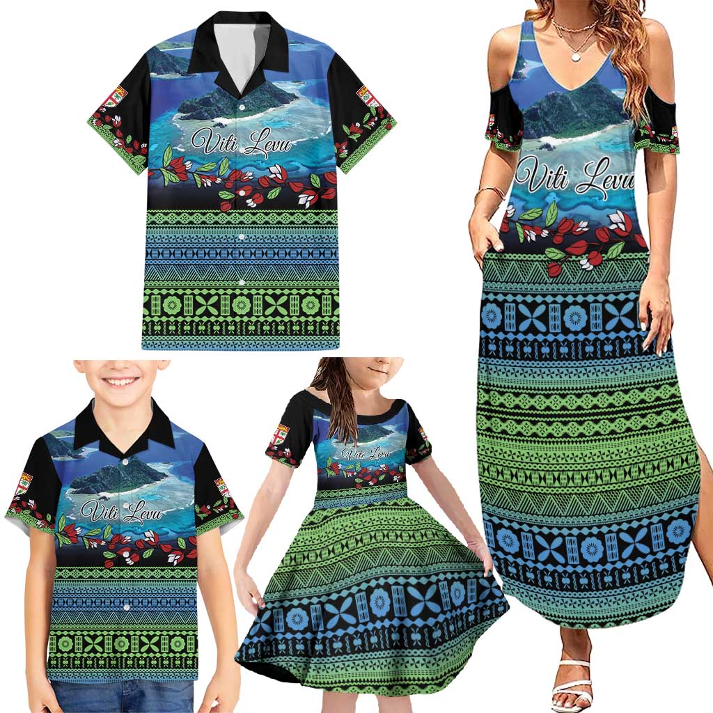 Personalised Fiji Viti Levu Family Matching Summer Maxi Dress and Hawaiian Shirt Tagimoucia and Tapa Tribal Pattern LT9 - Polynesian Pride