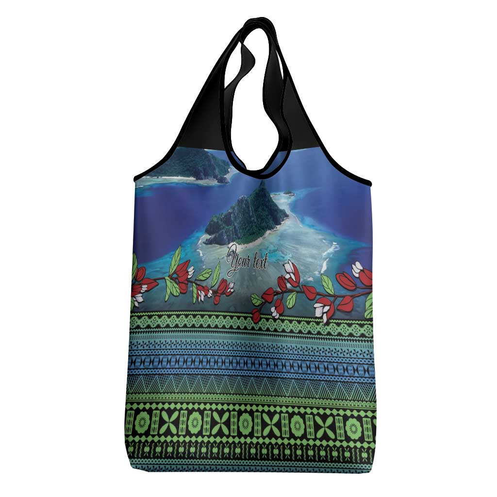 Personalised Fiji Viti Levu Grocery Bag Tagimoucia and Tapa Tribal Pattern