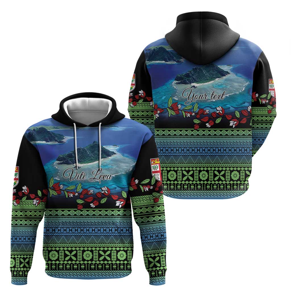 Personalised Fiji Viti Levu Hoodie Tagimoucia and Tapa Tribal Pattern LT9 - Polynesian Pride