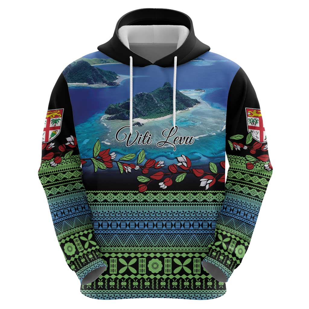 Personalised Fiji Viti Levu Hoodie Tagimoucia and Tapa Tribal Pattern LT9 - Polynesian Pride