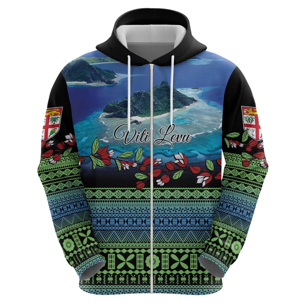 Personalised Fiji Viti Levu Hoodie Tagimoucia and Tapa Tribal Pattern LT9 - Polynesian Pride